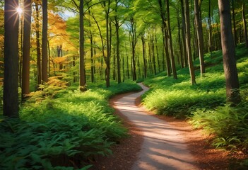 Beautiful and Peaceful Nature Scenery Illustration Landscape Countryside Tranquil Vibrant and Colorful