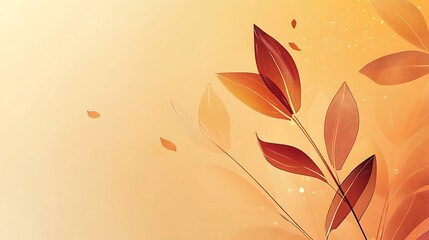 Fototapeta premium Abstract Autumn Leaves Design on Pale Orange Background