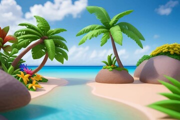 Obraz premium Beautiful and Peaceful Nature Scenery Illustration Landscape Countryside Tranquil Vibrant and Colorful