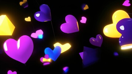 Vibrant purple geometric shapes merge into a hazy blur against a dark backdrop, forming a surreal and mysterious digital illustration with smooth, flowing gradients