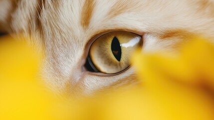 Tiger's eye close-up with vibrant yellow daffodil accent for nature-themed designs