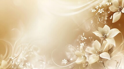 Naklejka premium Elegant Beige Floral Design With Soft Swirls