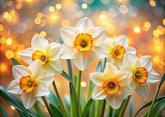 Fototapeta premium Aerial Narcissus Blooms: August 4th Drone Photography, Flower Pattern, Summer Day