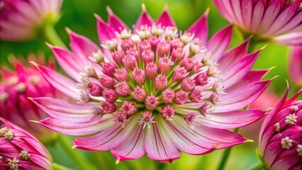 Obraz premium Astrantia Flower Closeup Photography - Pink Masterwort Macro Image