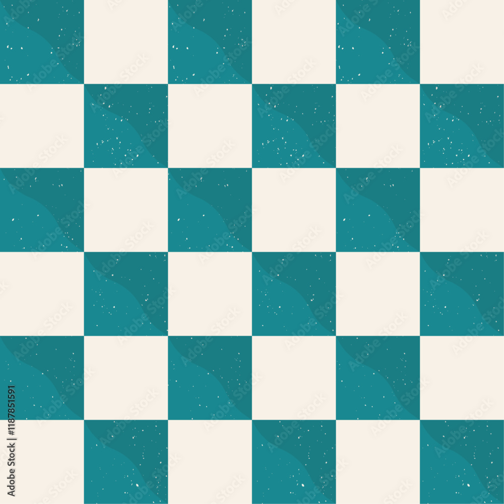 Aufkleber chessboard, seamless pattern with turquoise and white cells. checker pattern.