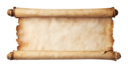 Closed parchment scroll on a transparent background. isolated background.