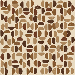 Vector simple shapes rounded coffee pattern. Brown repeated beans coffee pattern. Seamless vector.