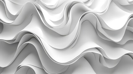 Obraz premium Abstract white wavy pattern, flowing smooth curves, elegant design.