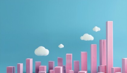 Goal of life, growth and, motivation concept: Cityscape growing vertically into the sky, urban growth and motivation.