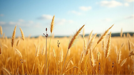 Fototapeta premium golden wheat field at sunset