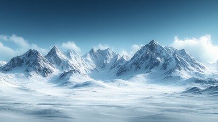 Obraz premium Majestic snowy mountain range under clear blue sky