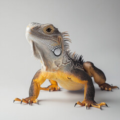 Obraz premium detailed portrait of lizard showcasing its vibrant colors and unique features. reptile is posed elegantly, highlighting its scales and distinctive markings, creating captivating image