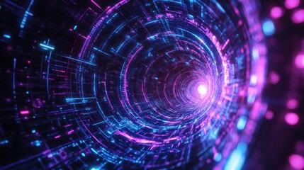 Fototapeta premium Abstract futuristic tunnel with glowing neon lights.