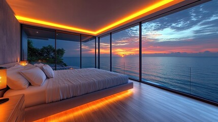 Oceanfront bedroom sunrise view. (1)