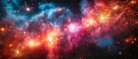 Fototapeta premium Vibrant cosmic explosion of colors and light.