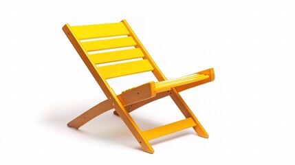 Yellow Wooden Folding Chair Isolated on a White Background