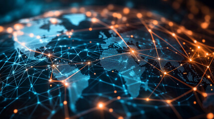 Obraz premium Connected world showcasing global networks and data exchange