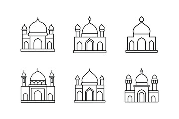simple mosque outline vector illustration