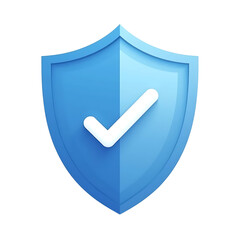 check mark icon, 3D Rendering Safety concept. Protection, safety, defense security shield icon blue front Transparent backgrounds