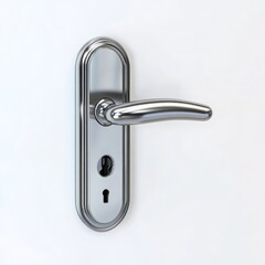 3D Rendered Stainless Steel Door Lock with Elegant Curved Handle on a White Background
