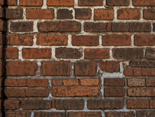 Fototapeta premium A close-up view of a brick wall, showcasing its aged and weathered character with intricate details