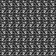 Flower pattern. Seamless white and black ornament. Graphic vector background..