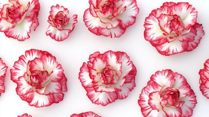 3D rendering Top and close up view of carnation isolated on White Background