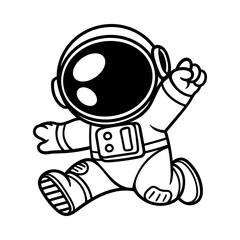 fun spirit astronaut cartoon character isolated drawing line style sketch classic vintage design illustration