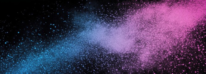Vibrant blue and pink powder explosion on black background