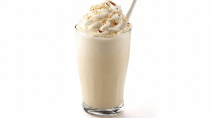 Creamy Coconut Milkshake on White Background is Deliciously Isolated