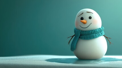 "Heartbroken Snowman with Drooping Scarf and Tired Eyes on a Solid Background – Perfect for Banners, Web Designs, or Flyers"