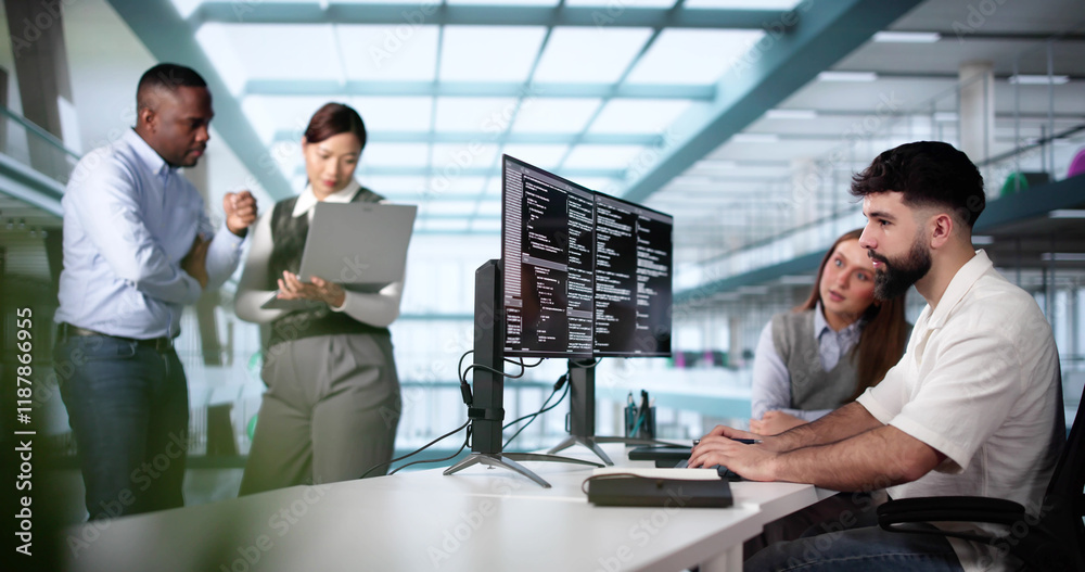 Poster Software Engineer Developer Using Desktop Computer