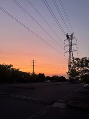 power lines at sunset