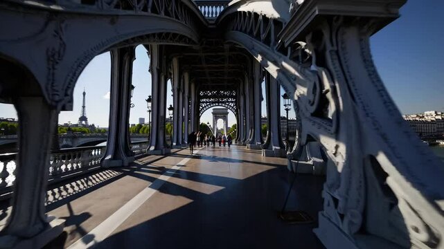 Stunning Architectural View from Bridge Over the Seine River in Paris