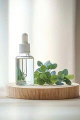 Elegant dropper bottle with essential oil and greenery