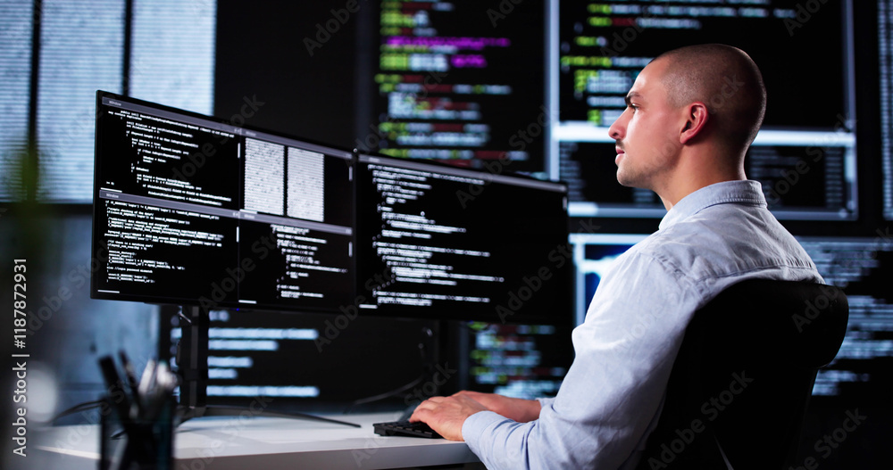 Poster Web Developer Coding On Computer