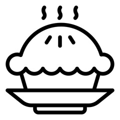 Pie food outline icon suitable for baking and dessert themes