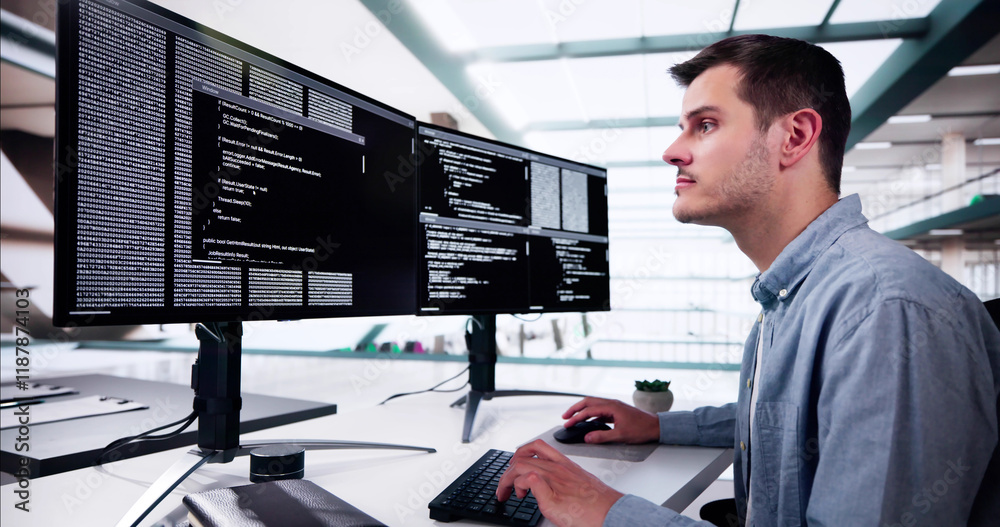 Poster Web Developer Coding On Computer