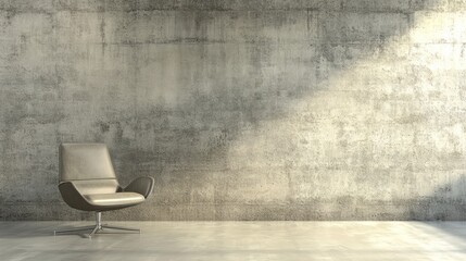 3D illustration Bare cement wall With modern chair