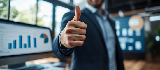 Businessman Showing Thumbs Up, Success Concept