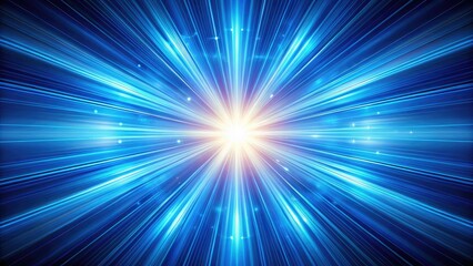 Obraz premium Abstract radial digital art background featuring vibrant blue light rays, radiating outwards.