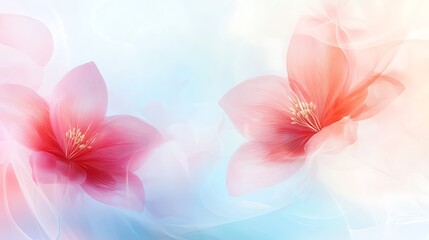 Delicate Pink Flowers on a Soft Blue Background