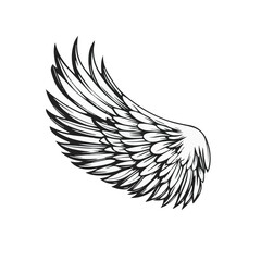 Elegant Angel Wings Clipart: Black and White Outline Design with Memorial and Spiritual Symbolism.