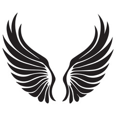 Obraz premium Elegant Angel Wings Clipart: Black and White Outline Design with Memorial and Spiritual Symbolism.