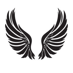 Elegant Angel Wings Clipart: Black and White Outline Design with Memorial and Spiritual Symbolism.