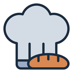 Chef hat filled line icon representing baking and culinary expertise