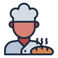 Baker chef avatar filled line icon for culinary and baking themes