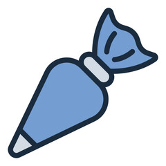 Pastry bag filled line icon used for decorating cakes and desserts in baking themes