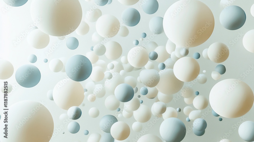 Poster abstract background of floating pastel spheres.