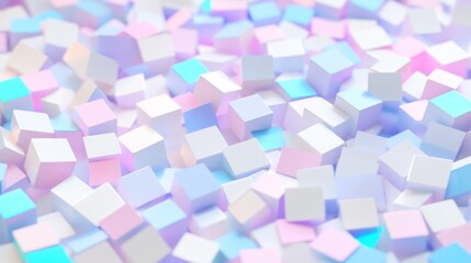 Pastel Cubes Abstract Background: A Dreamy 3D Render of Soft-Colored Blocks